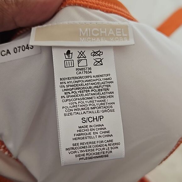 Michael Kors 2-Piece Bikini Top & Bikini Mid-Rise Bikini Bottom Small Orange - Picture 7 of 16
